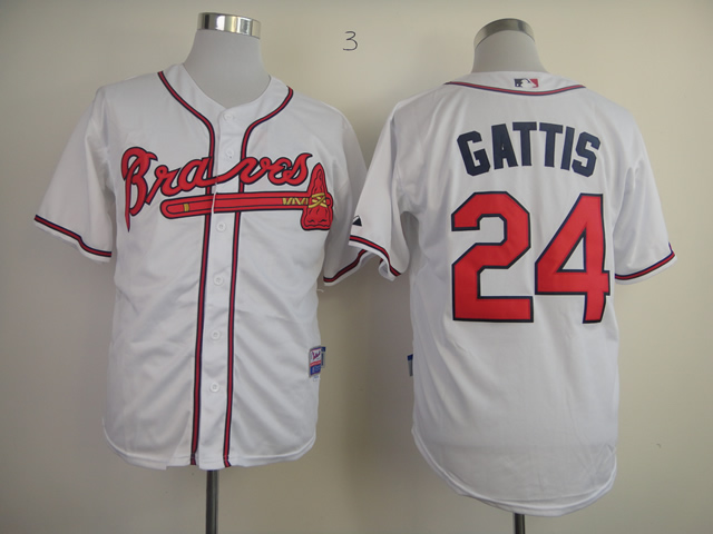 Men Atlanta Braves 24 Gattis White MLB Jerseys